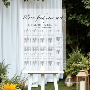 Alphabetical Wedding Acrylic Seating Chart