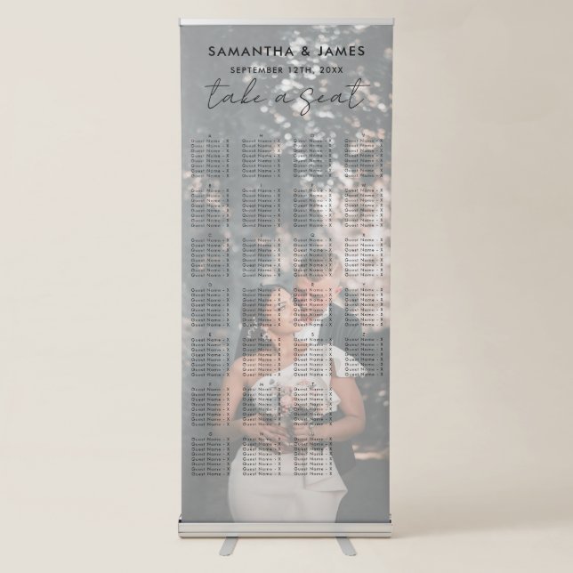 Alphabetical Wedding Photo DIY Seating Chart Retractable Banner (Front)
