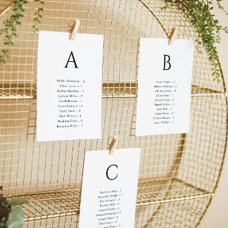 Alphabetical Wedding Seating Chart Card