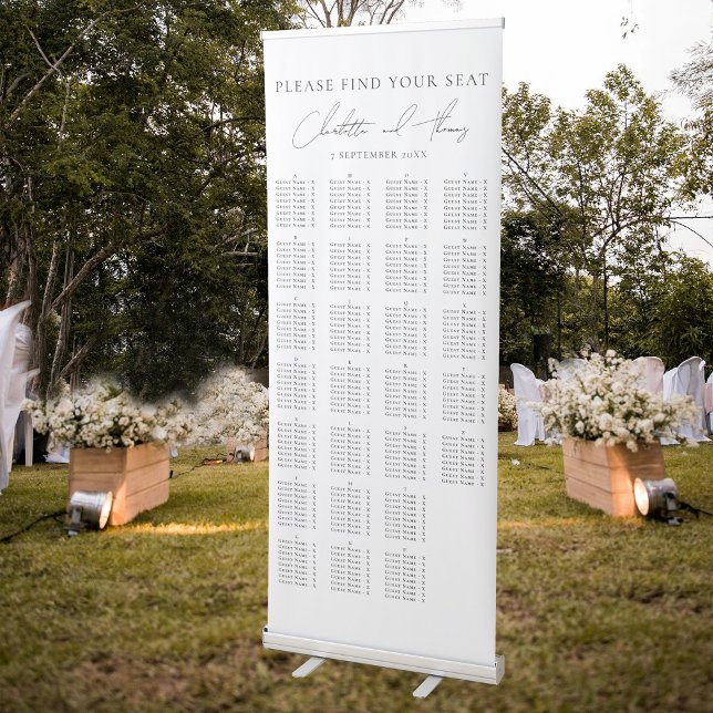 Alphabetical Wedding Seating Chart Find Your Seat Retractable Banner (Alphabetical Wedding Seating Chart Find Your Seat Retractable Banner)