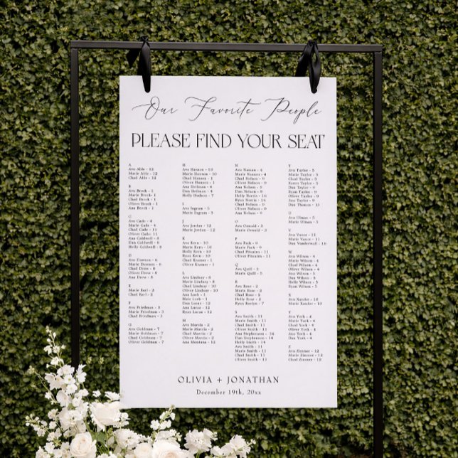Alphabetical Wedding Seating Chart   Foam Board (Creator Uploaded)