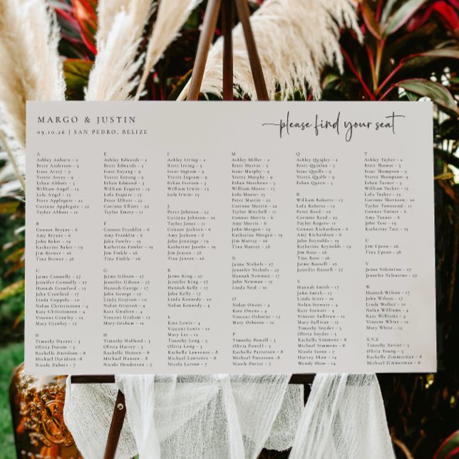 Alphabetical Wedding Seating Chart Foam Board (Creator Uploaded)
