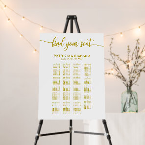 Alphabetical Wedding Seating Chart Gold Elegant Foam Board