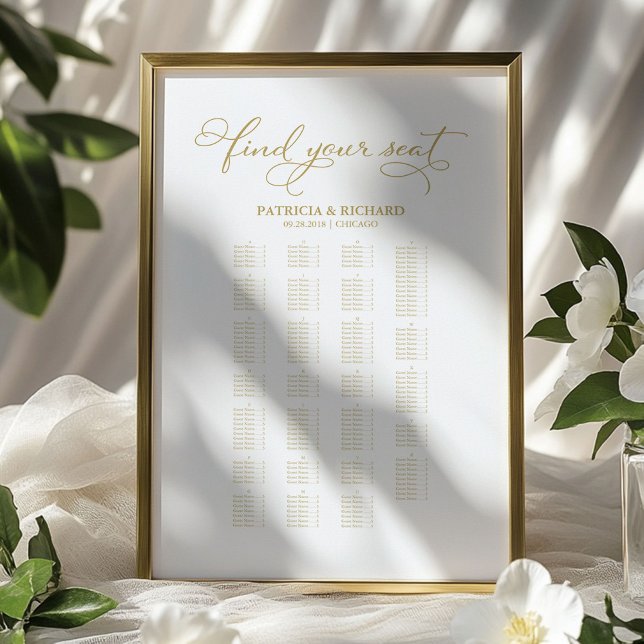 Alphabetical Wedding Seating Chart Gold Foil (Creator Uploaded)