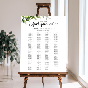 Alphabetical Wedding Seating Chart Greenery Foam Board