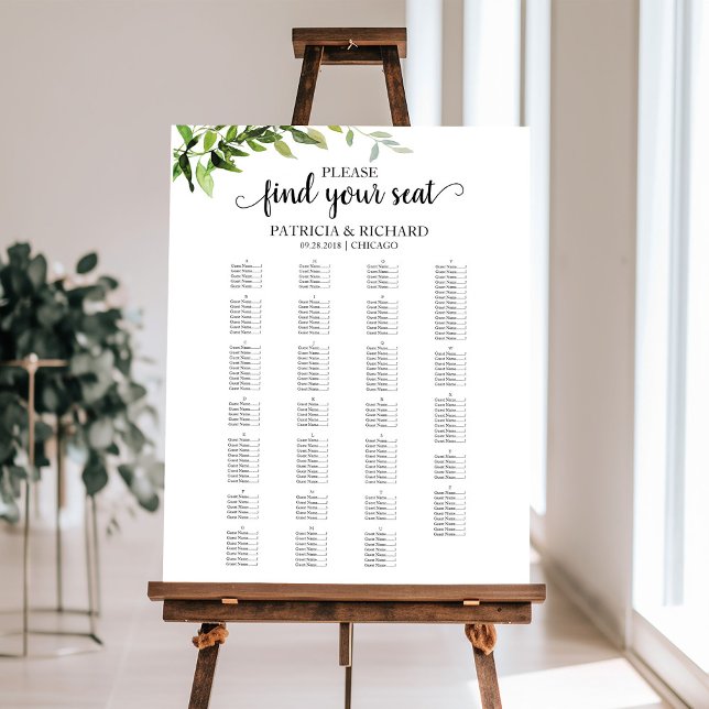 Alphabetical Wedding Seating Chart Greenery Foam Board (Creator Uploaded)