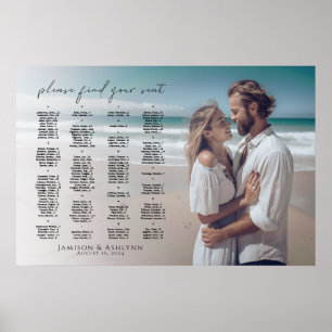 Alphabetical wedding seating chart with photo