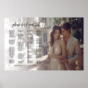 Alphabetical wedding seating chart with photo