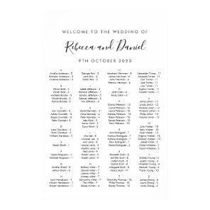Alphabetical Welcome Wedding Seating Chart