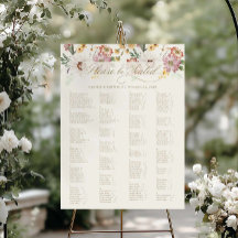 Alphabetical Wildflower Wedding Seating Chart