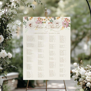 Alphabetical Wildflower Wedding Seating Chart Foam Board