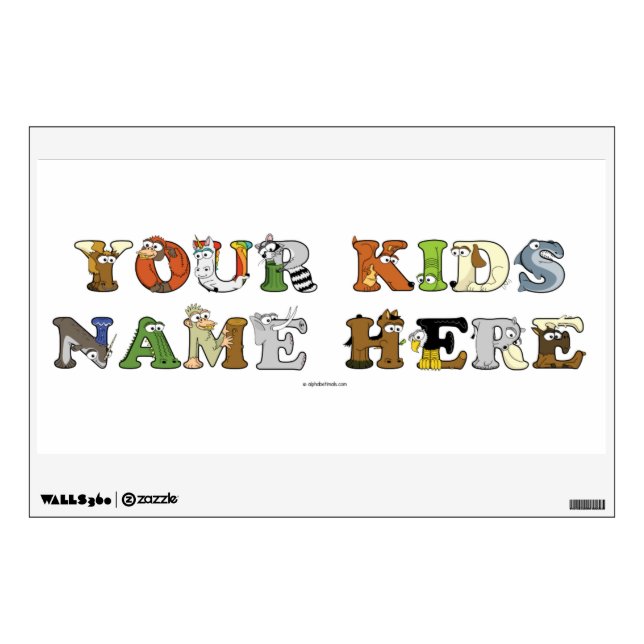 Alphabetimals 18"x12" Kids Door & Room Wall Decal (Front)