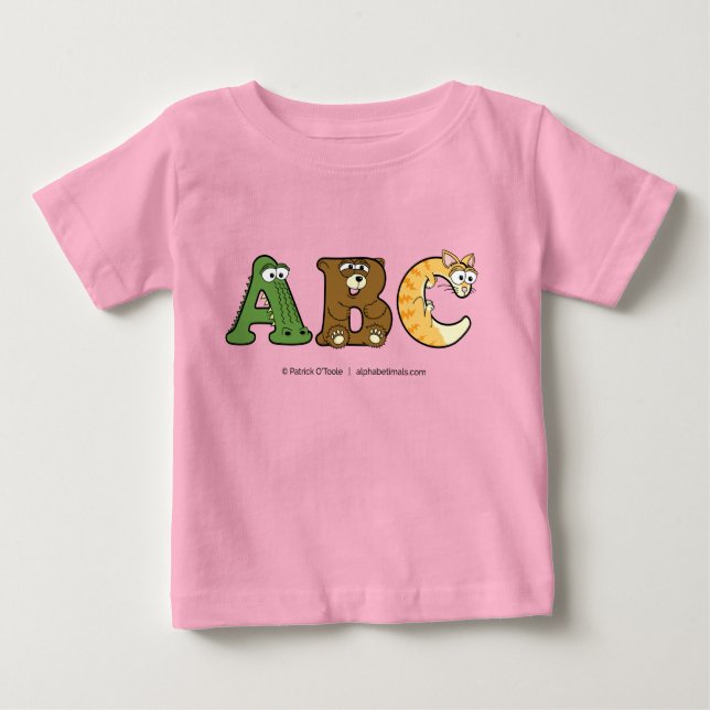 Alphabetimals Personalized Baby Girl T-Shirt (Front)