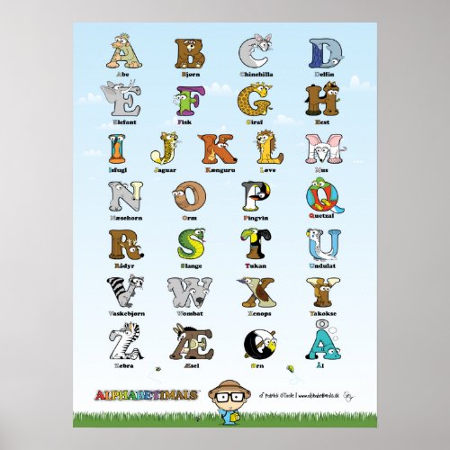Alphabetimals poster _ Dansk version