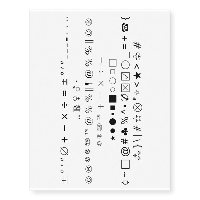 Alphabets Font Testing  Temporary Tattoos (Front)