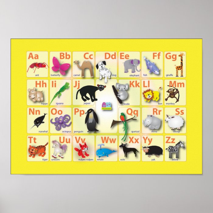 Alphabets My ABC with 26 animals Poster