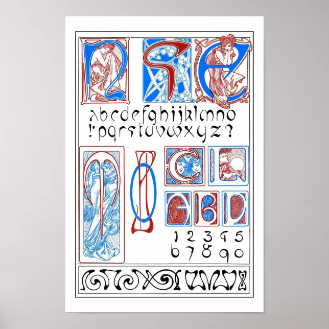 Alphabets of Art Nouveau Style, Mucha Poster | Zazzle