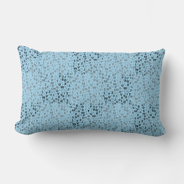 Alphabets Pattern 01 BW.w Lblue BG Lumbar Pillow (Front)
