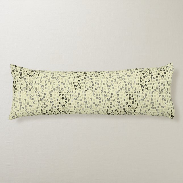 Alphabets Pattern 01 BW.w LYellow BG Body Pillow (Front)