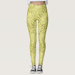 Alphabets Pattern 01 BW.w LYellow BG Leggings