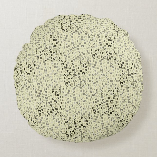 Alphabets Pattern 01 BW.w LYellow BG Round Pillow (Front)