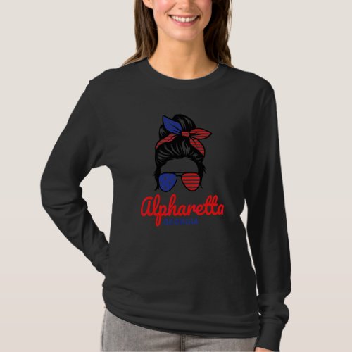 Alpharetta Georgia Retro Messy Bun T-Shirt