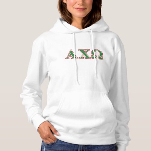 Alphi Chi Omega Green and Red Letters Hoodie