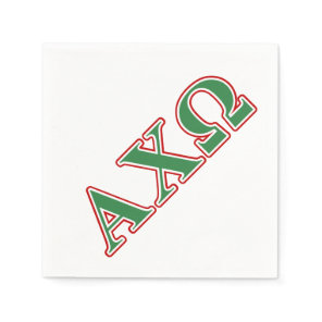 Alphi Chi Omega Green and Red Letters Paper Napkins