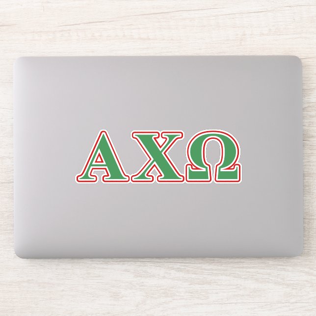 Alphi Chi Omega Green and Red Letters Sticker (Computer)