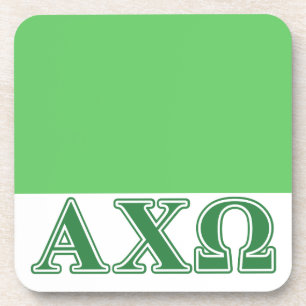 Alphi Chi Omega Green Letters Beverage Coaster