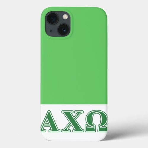 Alphi Chi Omega Green Letters iPhone 13 Case