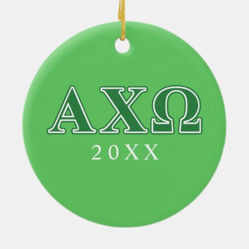 Alphi Chi Omega Green Letters Ceramic Ornament