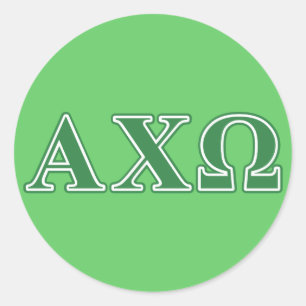 Alphi Chi Omega Green Letters Classic Round Sticker
