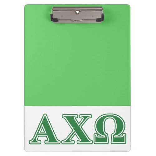 Alphi Chi Omega Green Letters Clipboard