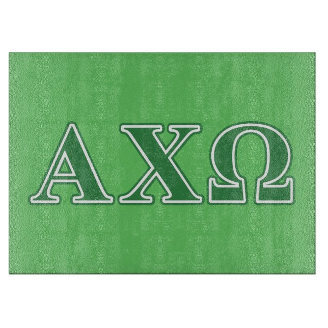 Alphi Chi Omega Green Letters Cutting Board (Front)