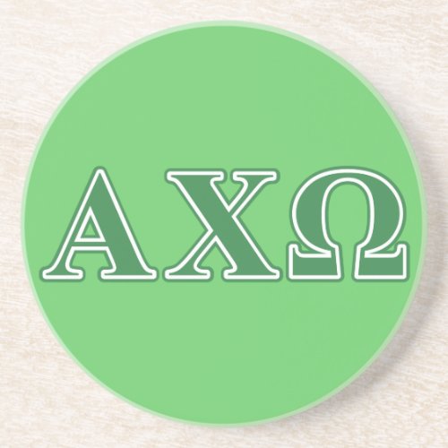 Alphi Chi Omega Green Letters Drink Coaster