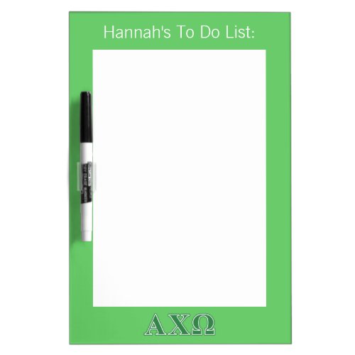 Alphi Chi Omega Green Letters Dry_Erase Board