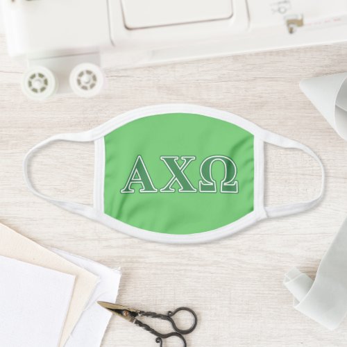 Alphi Chi Omega Green Letters Face Mask