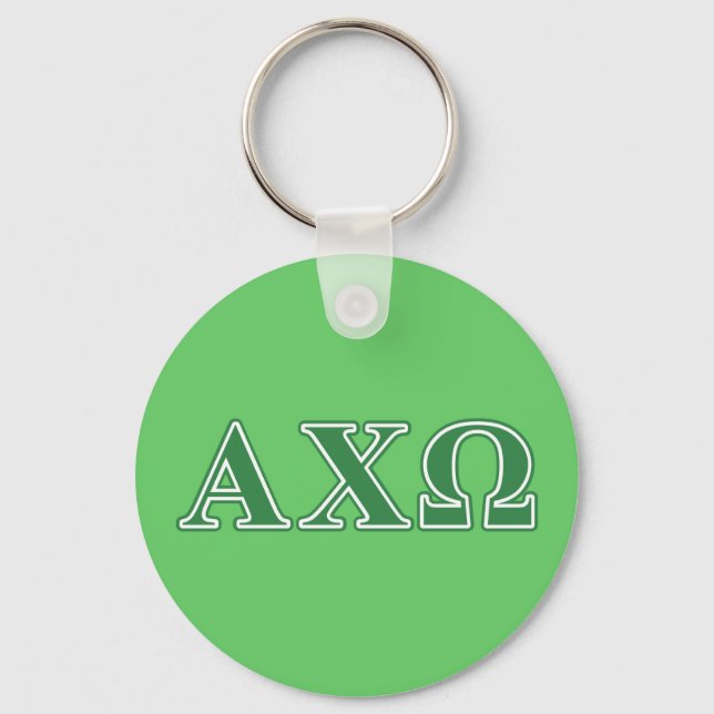 Alphi Chi Omega Green Letters Keychain (Front)