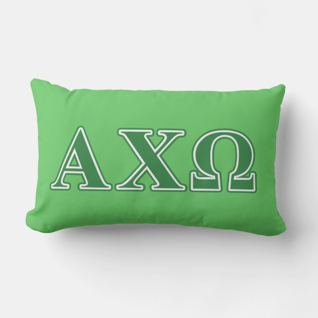Alphi Chi Omega Green Letters Lumbar Pillow (Front)