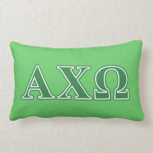 Alphi Chi Omega Green Letters Lumbar Pillow