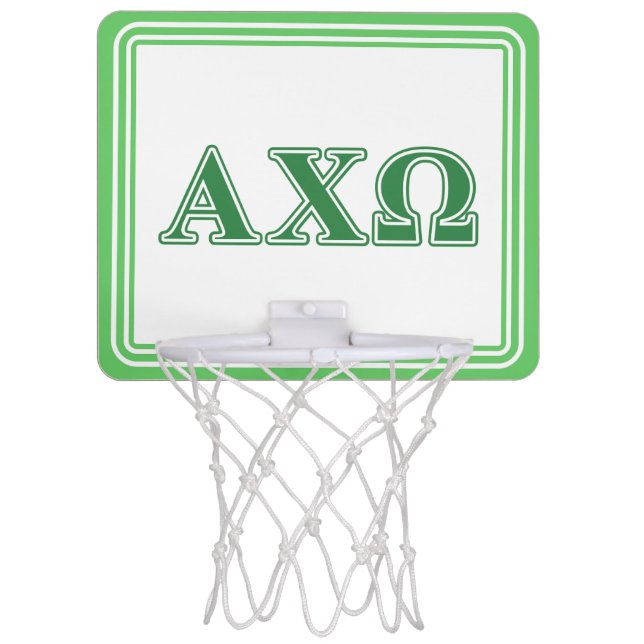Alphi Chi Omega Green Letters Mini Basketball Hoop (Front)