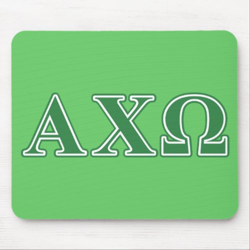 Alphi Chi Omega Green Letters Mouse Pad