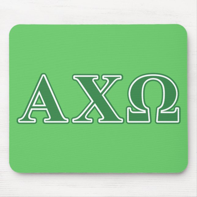 Alphi Chi Omega Green Letters Mouse Pad (Front)