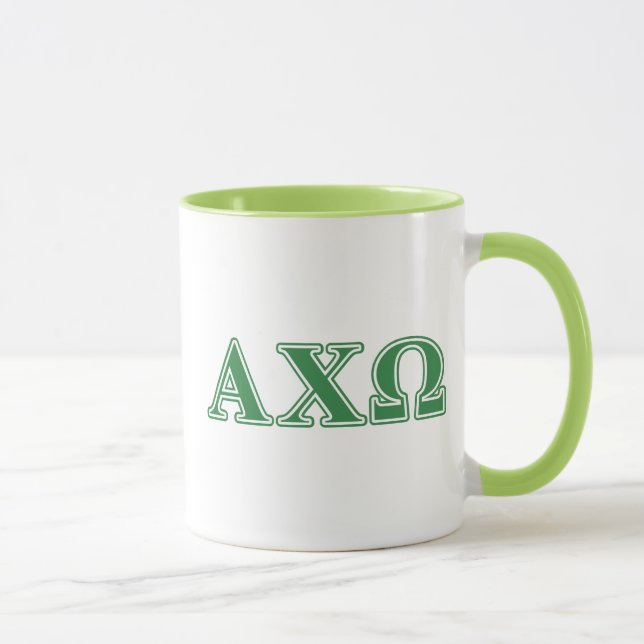 Alphi Chi Omega Green Letters Mug (Right)