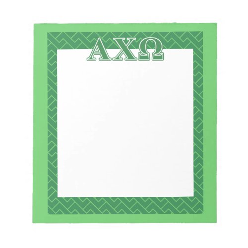 Alphi Chi Omega Green Letters Notepad