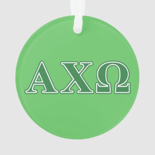 Alphi Chi Omega Green Letters Ornament