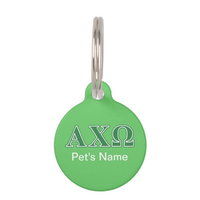 Alphi Chi Omega Green Letters Pet Name Tag (Back)