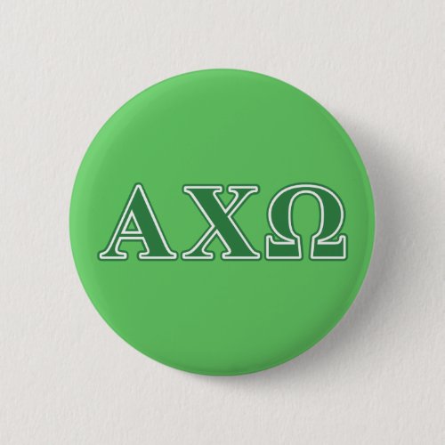 Alphi Chi Omega Green Letters Pinback Button