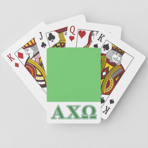 Alphi Chi Omega Green Letters Poker Cards